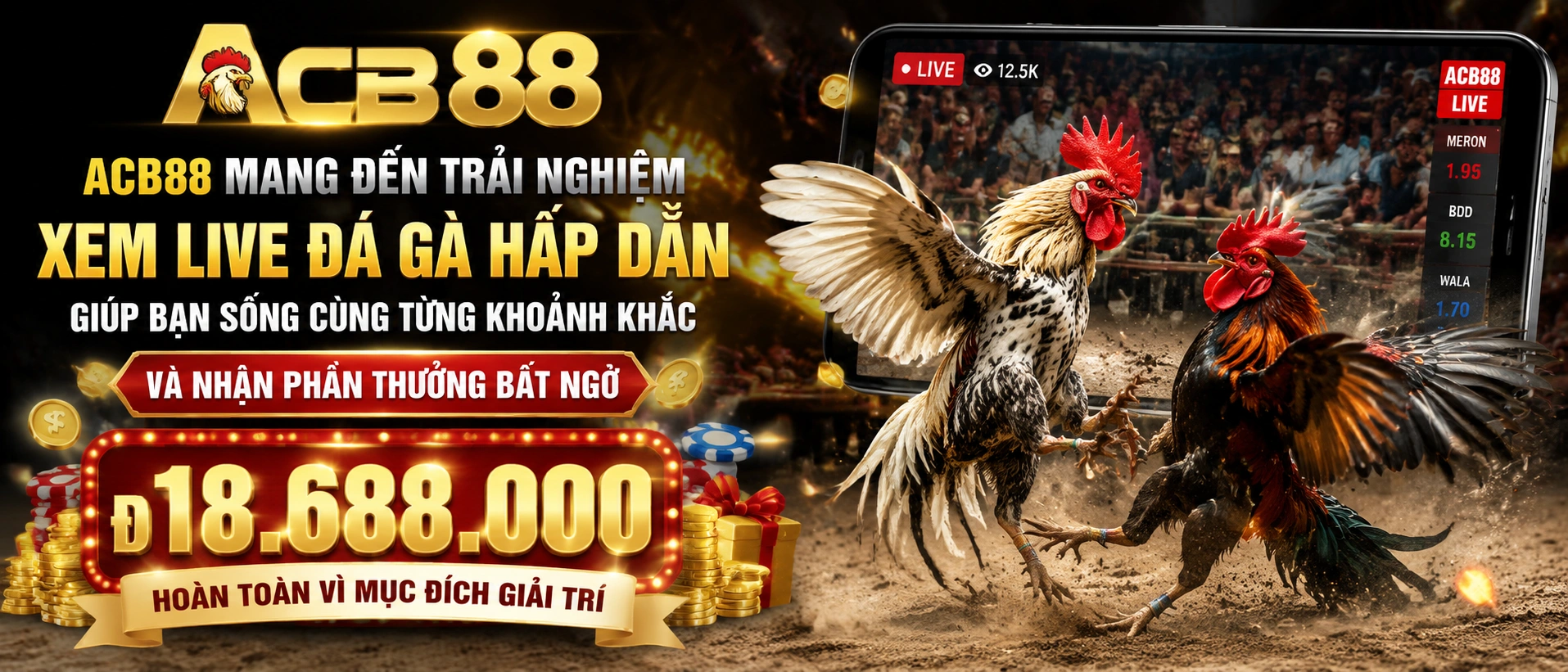 Đá Gà trực tiếp trên giao diện mobile